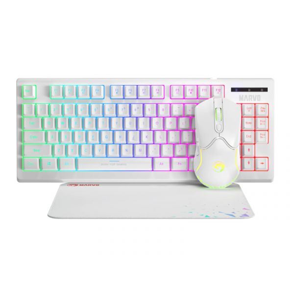 MARVO Loot 30 billentyűzet+egér+egérpad combo - Fehér - UK /Membrán/ (CM310 WH)